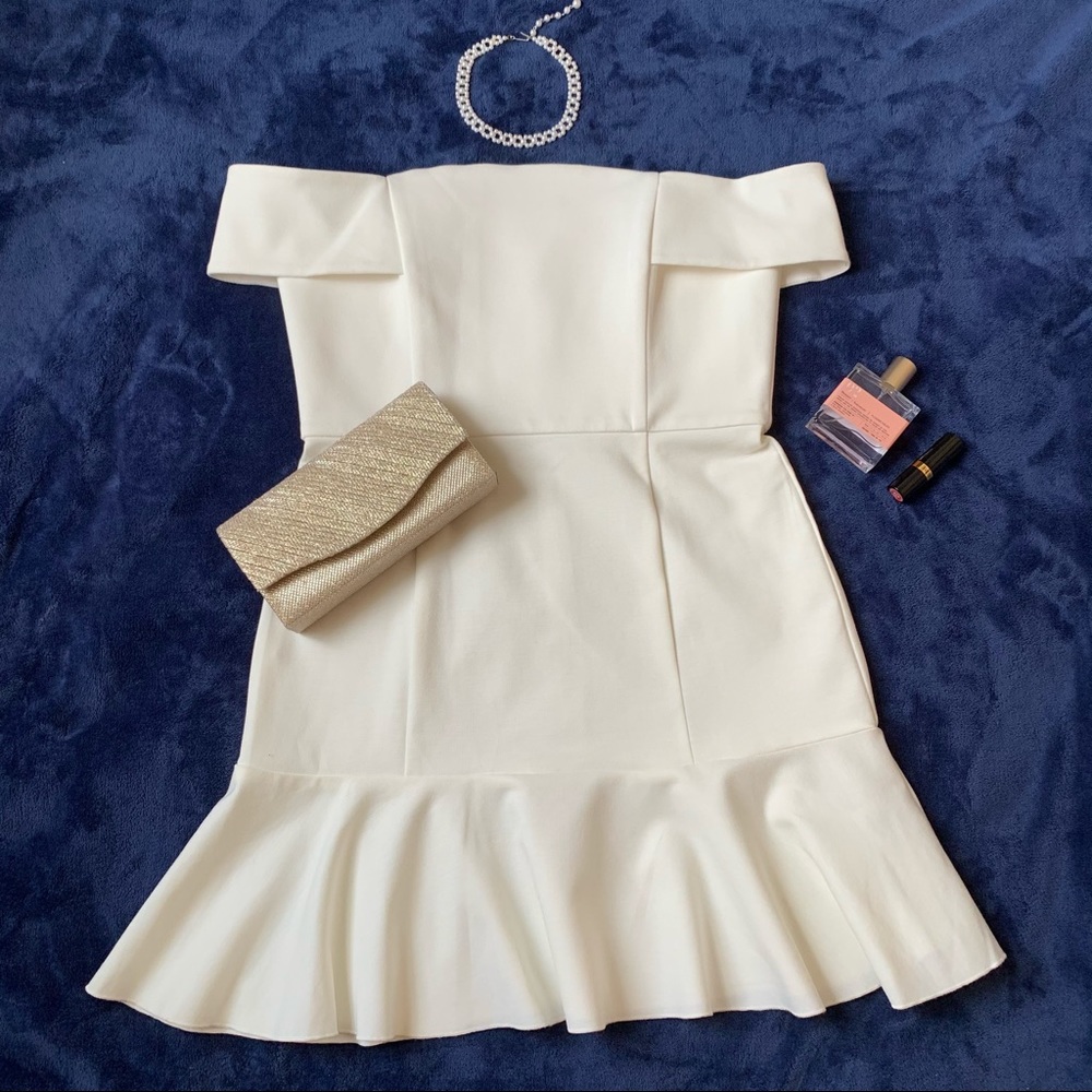 Nicholas White Ponti Off Shoulder Dress SZ:8